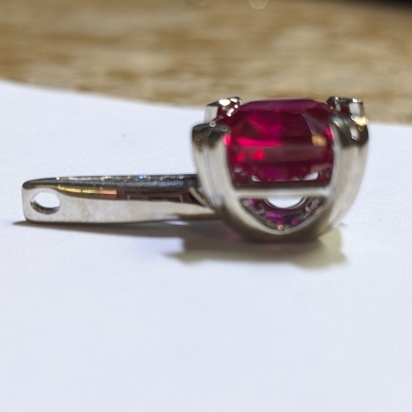 Lab Created Ruby and Natural Diamond 14K White gold pendant - Gabriel & … - Picture 3 of 12